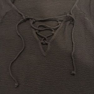 Long Sleeve Lace Up Shirt